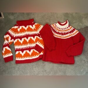 Two Handmade Child Knit Sweaters Size 4T/5T